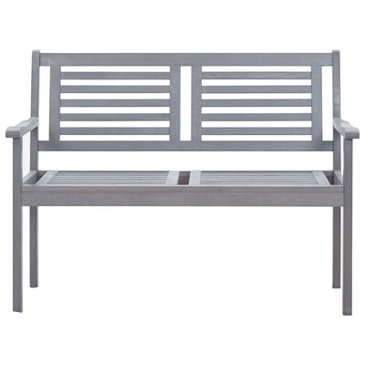 vidaXL 2-Seater Patio Bench with Cushion 47.2" Gray Eucalyptus Wood