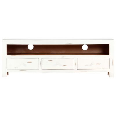 vidaXL TV Stand White 47.2"x11.8"x15.7" Solid Wood Acacia