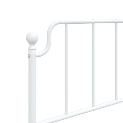 vidaXL Metal Bed Frame without Mattress with Headboard White 39.4"x74.8"