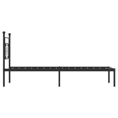 vidaXL Metal Bed Frame without Mattress with Headboard Black 39.4"x78.7"