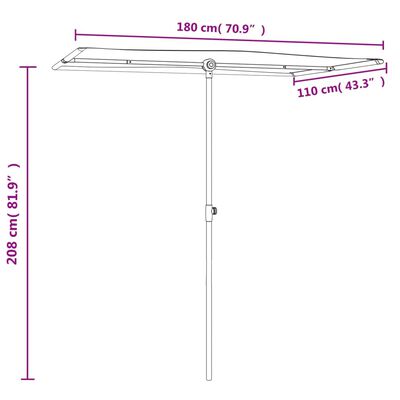 vidaXL Garden Parasol with Aluminum Pole 70.9"x43.3" Terracotta