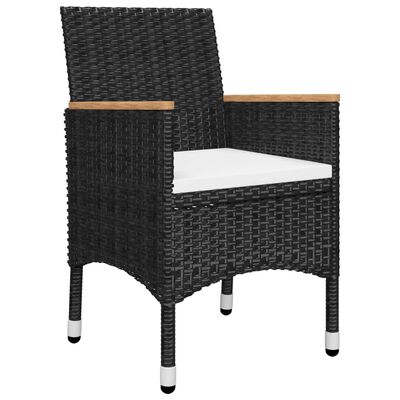 vidaXL 3 Piece Bistro Set Poly Rattan and Acacia Wood Black