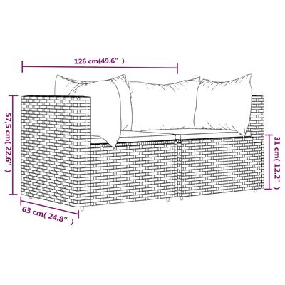 vidaXL Patio Corner Sofas with Cushions 2 pcs Gray Poly Rattan