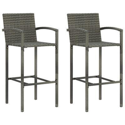 vidaXL 3 Piece Patio Bar Set Poly Rattan Gray