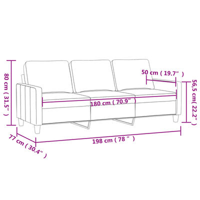 vidaXL 3-Seater Sofa Light Gray 70.9" Velvet