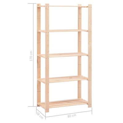 vidaXL 5-Tier Storage Rack 31.5"x15"x66.9" Solid Pinewood 551.2 lb