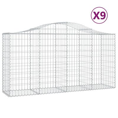 vidaXL Arched Gabion Baskets 9 pcs 78.7"x19.7"x39.4"/47.2" Galvanized Iron