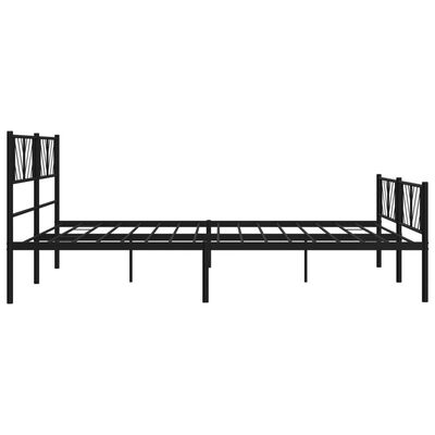 vidaXL Metal Bed Frame without Mattress with Footboard Black 76"x79.9"