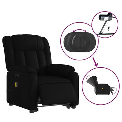 vidaXL Electric Stand up Massage Recliner Chair Black Faux Leather