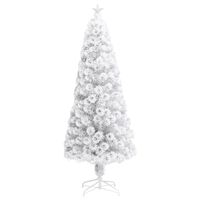 vidaXL Artificial Pre-lit Christmas Tree White 7 ft Fiber Optic