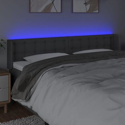 vidaXL LED Headboard Dark Gray 79.9"x6.3"x30.7"/34.6" Fabric