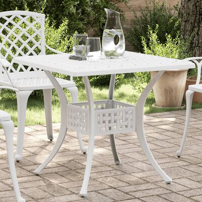 vidaXL Patio Table White 31.5"x31.5"x29.5" Cast Aluminum