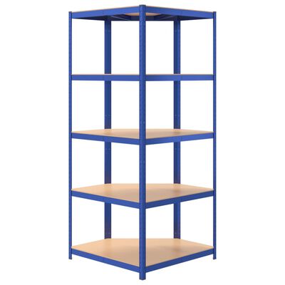 vidaXL 5-Layer Corner Shelf Blue Steel&Engineered Wood