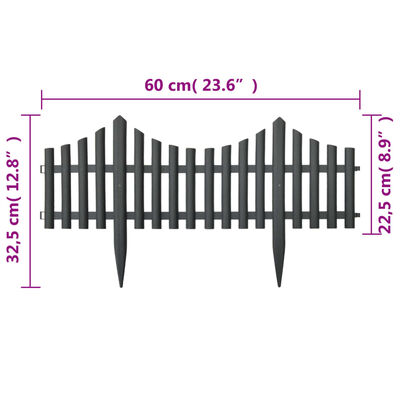 vidaXL Lawn Edgings 17 pcs Anthracite 393.7" Polypropylene