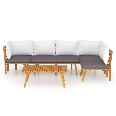 vidaXL 5 Piece Patio Lounge Set with Cushions Solid Acacia Wood