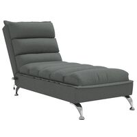 vidaXL Massage Chaise Lounge with Cushions Dark Gray Fabric