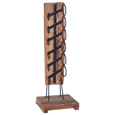 vidaXL Wine Rack for 6 Bottles 13.8"x13.8"x39.4" Solid Teak Wood