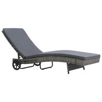 vidaXL Sun Lounger with Wheels and Cushion Poly Rattan Anthracite