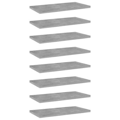 vidaXL Bookshelf Boards 8 pcs Concrete Gray 15.7"x7.9"x0.6" Engineered Wood