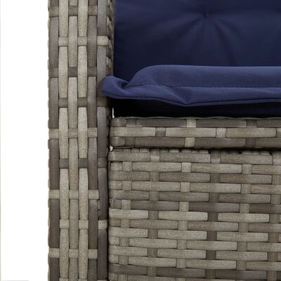 vidaXL Reclining Patio Chairs 2 pcs with Cushions Gray Poly Rattan