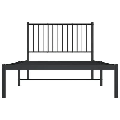 vidaXL Metal Bed Frame without Mattress with Headboard Black 39.4"x78.7"