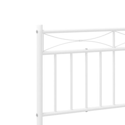 vidaXL Metal Bed Frame without Mattress with Headboard White 39.4"x78.7"