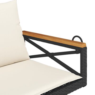 vidaXL Swing Bench with Cushions Black 42.9"x24.4"x15.7" Poly Rattan