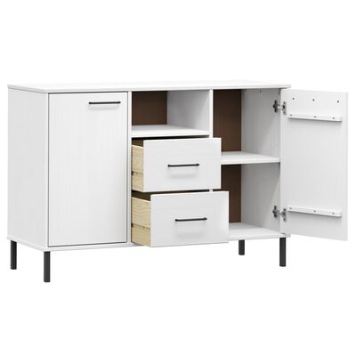 vidaXL Sideboard with Metal Legs White 44.5"x15.7"x30.3" Solid Wood OSLO