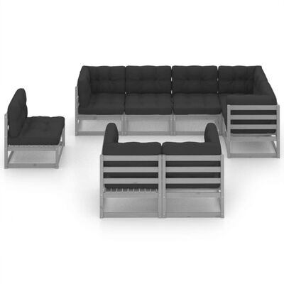 vidaXL 8 Piece Patio Lounge Set with Cushions Solid Pinewood