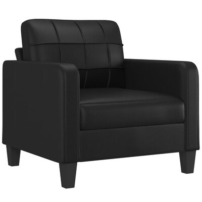 vidaXL Sofa Chair with Footstool Black 23.6" Faux Leather