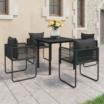 vidaXL 5 Piece Patio Dining Set PVC Rattan Black