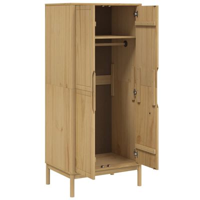 vidaXL Wardrobe FLORO Wax Brown 30.3"x20.9"x67.3" Solid Wood Pine