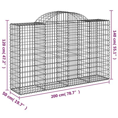 vidaXL Arched Gabion Baskets 4 pcs 78.7"x19.7"x47.2"/55.1" Galvanized Iron