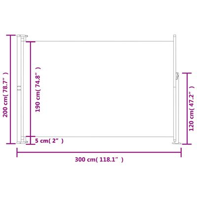 vidaXL Patio Retractable Side Awning 78.7"x118.1" Black