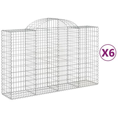 vidaXL Arched Gabion Baskets 6 pcs 78.7"x19.7"x47.2"/55.1" Galvanized Iron