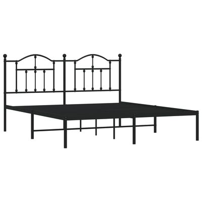 vidaXL Metal Bed Frame without Mattress with Headboard Black 72"x83.9"