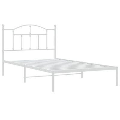 vidaXL Metal Bed Frame with Headboard White 39.4"x78.7"