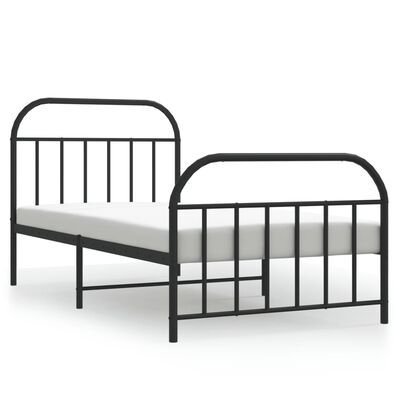 vidaXL Metal Bed Frame without Mattress with Footboard Black 39.4"x78.7"