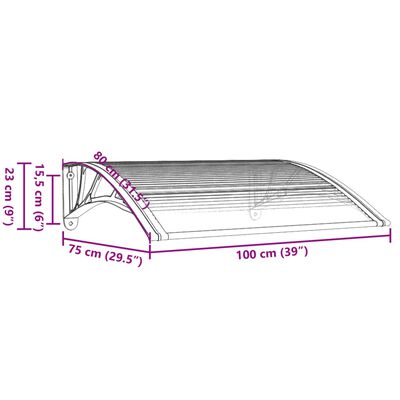 vidaXL Door Canopy Black 39.4"x29.5" Polycarbonate