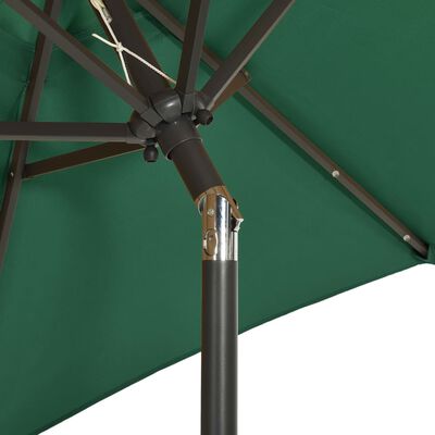 vidaXL Garden Parasol with LED Lights Green 78.7"x83.1" Aluminum