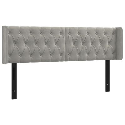 vidaXL Headboard with Ears Light Gray 57.9"x6.3"x30.7"/34.6" Velvet