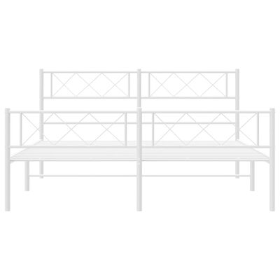 vidaXL Metal Bed Frame without Mattress with Footboard White 53.1"x74.8"