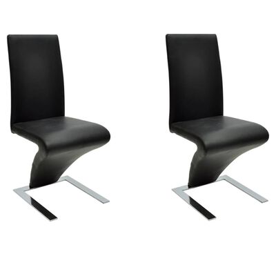 vidaXL Dining Chairs 2 pcs Black Faux Leather