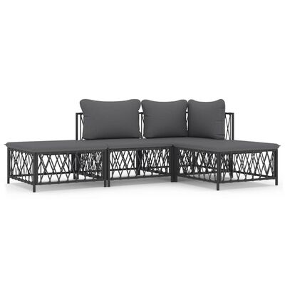 vidaXL 4 Piece Patio Lounge Set with Cushions Anthracite Steel