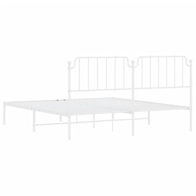 vidaXL Metal Bed Frame without Mattress with Headboard White 72"x83.9"