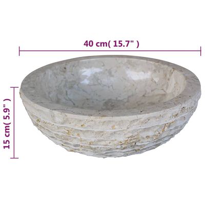 vidaXL Basin Marble 15.7" Cream