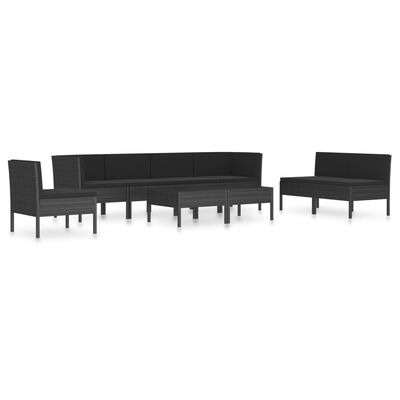 vidaXL 9 Piece Patio Lounge Set with Cushions Poly Rattan Black