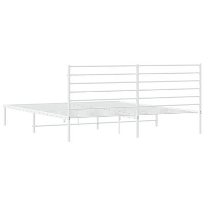 vidaXL Metal Bed Frame with Headboard White 76"x79.9" King