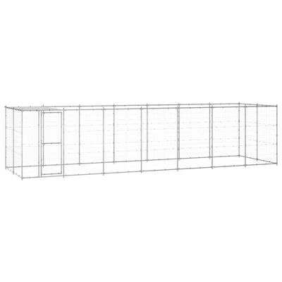 vidaXL Outdoor Dog Kennel Galvanized Steel with Roof 182.3 ft²