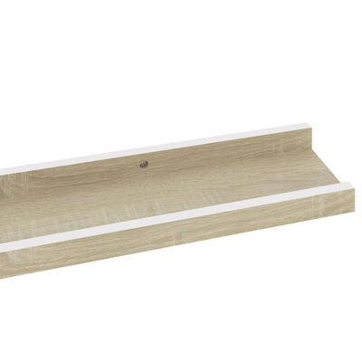 vidaXL Wall Shelves 2 pcs White and Sonoma Oak 31.5"x3.5"x1.2"